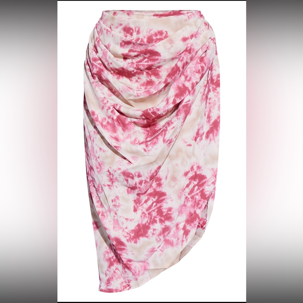 Tie Dye Pink print ruched skirt